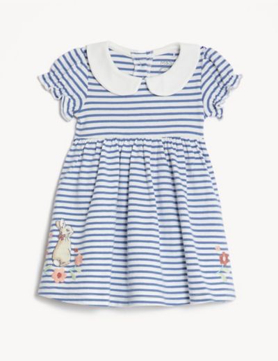 Pure Cotton Striped Peter Rabbit™ Dress (0-3 Yrs)